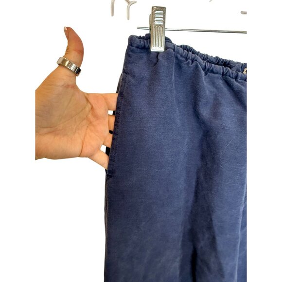 Onia Air Linen Navy Blue Wide Leg Drawstring Trousers - Size S - Picture 6 of 6